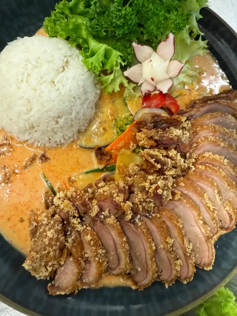 20-VIT CURRY DO-Ente , Kokos-Rahm, Thai Curry und Thai Basilikum 