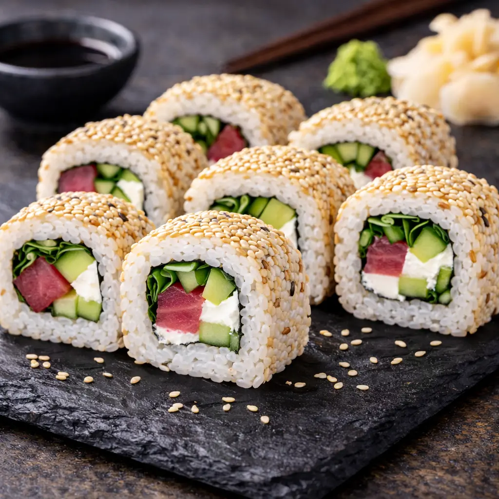 S38 Boston Inside Out : mit Thunfisch, Gurken, Rucola und Frischkäse