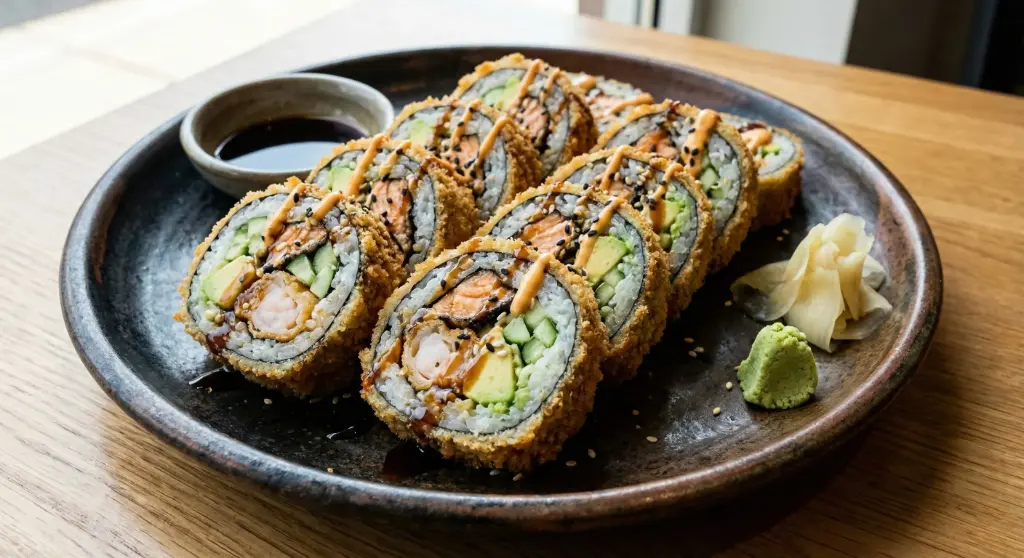 S58 Inside Out Paniert Lachs 8 Stück mit Lachs, Avocado und Frischkäse