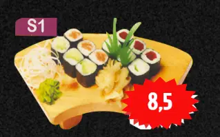 Sushi Menü 1: 4 Avocado Maki, 4 Gurken Maki, 4 Thunfisch Maki & 4 Lachs Maki
