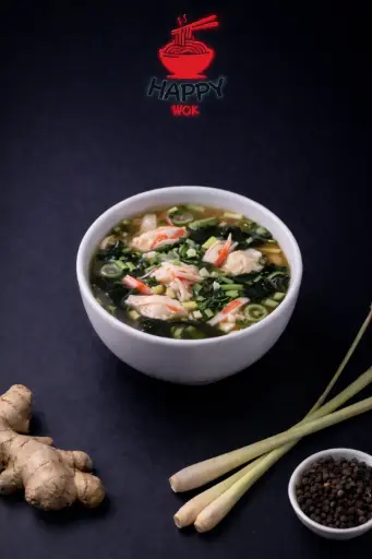 4-Miso-Suppe: Krabbenfleisch, Zwiebeln und Seetang B