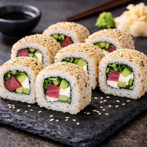 S38 Boston Inside Out : mit Thunfisch, Gurken, Rucola und Frischkäse