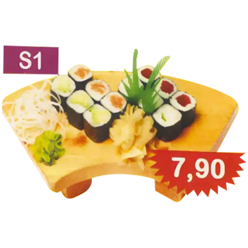 S1 - Sushi-Box – 4x Avocado, 4x Gurken Maki4x Thunfisch Maki, 4x Lachs Maki 