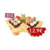 S13 - Sushi-Box – 3x Nigiri: Lachs, Thunfisch, Scampi4x Avocado Maki, 4x Gurken Maki4x Thunfisch Maki, 4x Lachs Maki